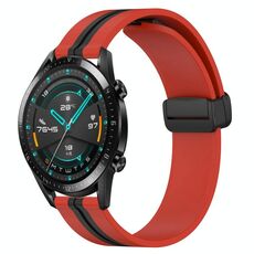 Per Huawei GT2 46mm 22mm Cinturino in silicone pieghevole con chiusura magnetica (rosso + nero)