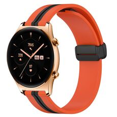 Cinturino per orologio in silicone con chiusura magnetica pieghevole da 22 mm per Honor Watch GS 3 (arancione + nero)