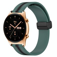 Cinturino per orologio in silicone con chiusura magnetica pieghevole For Honor Watch GS 3 da 22 mm (verde oliva + nero)
