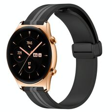 For Honor Watch GS 3 Cinturino in silicone pieghevole con chiusura magnetica da 22 mm (nero + grigio)
