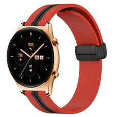 For Honor Watch GS 3 Cinturino in silicone pieghevole con chiusura magnetica da 22 mm (rosso + nero)
