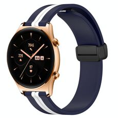 Cinturino per orologio in silicone con chiusura magnetica pieghevole For Honor Watch GS 3 da 22 mm (blu notte + bianco)