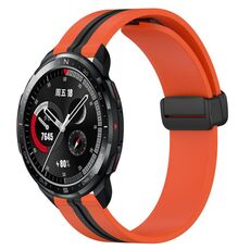Cinturino per orologio in silicone con chiusura magnetica pieghevole For Honor Watch GS Pro da 22 mm (arancione + nero)