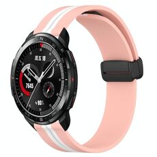 Cinturino per orologio in silicone con chiusura magnetica pieghevole For Honor Watch GS Pro da 22 mm (rosa + bianco)