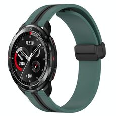 Cinturino per orologio in silicone con chiusura magnetica pieghevole For Honor Watch GS Pro da 22 mm (verde oliva + nero)