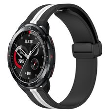 Cinturino per orologio in silicone con chiusura magnetica pieghevole For Honor Watch GS Pro da 22 mm (nero + bianco)