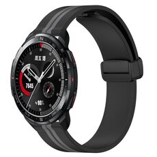 Cinturino per orologio in silicone con chiusura magnetica pieghevole For Honor Watch GS Pro da 22 mm (nero + grigio)