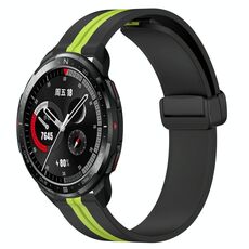 Cinturino per orologio in silicone con chiusura magnetica pieghevole For Honor Watch GS Pro da 22 mm (nero + verde lime)