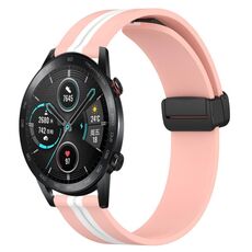 Cinturino per orologio in silicone con chiusura magnetica pieghevole For Honor Magic Watch 2 46 mm 22 mm (rosa + bianco)
