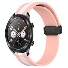 Cinturino per orologio in silicone con chiusura magnetica pieghevole For Honor Watch Dream da 22 mm (rosa + bianco)