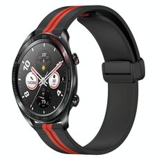 Cinturino per orologio in silicone con chiusura magnetica pieghevole For Honor Watch Dream da 22 mm (nero + rosso)