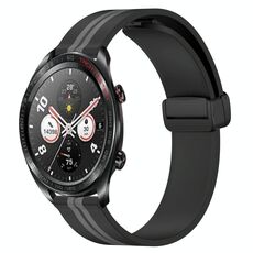 Cinturino per orologio in silicone con chiusura magnetica pieghevole For Honor Watch Dream da 22 mm (nero + grigio)