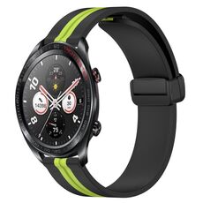 Cinturino per orologio in silicone con chiusura magnetica pieghevole For Honor Watch Dream da 22 mm (nero + verde lime)