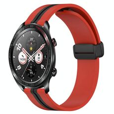 Cinturino per orologio in silicone con chiusura magnetica pieghevole da 22 mm For Honor Watch Dream (rosso + nero)