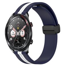 Cinturino per orologio in silicone con chiusura magnetica pieghevole For Honor Watch Dream da 22 mm (blu notte + bianco)