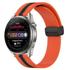 Per Huawei Watch 3 Pro Nuovo cinturino in silicone pieghevole con chiusura magnetica da 22 mm (arancione + nero)