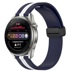 Per Huawei Watch 3 Pro Nuovo cinturino in silicone pieghevole con chiusura magnetica da 22 mm (blu notte + bianco)