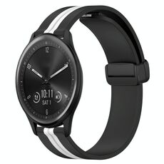 Per Garmin Vivomove Sport 20 mm pieghevole cinturino in silicone con chiusura magnetica (nero + bianco)