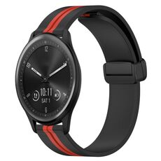 Per Garmin Vivomove Sport 20 mm pieghevole cinturino in silicone con chiusura magnetica (nero + rosso)