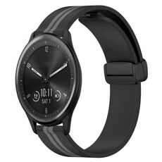 Per Garmin Vivomove Sport 20mm cinturino in silicone pieghevole con chiusura magnetica (nero + grigio)