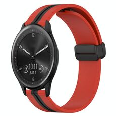 Per Garmin Vivomove Sport 20 mm pieghevole cinturino in silicone con chiusura magnetica (rosso + nero)
