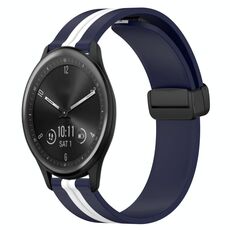 Per Garmin Vivomove Sport 20 mm pieghevole cinturino in silicone con chiusura magnetica (blu notte + bianco)