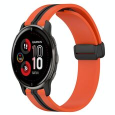 Per Garmin Venu 2 Plus Cinturino in silicone pieghevole da 20 mm con chiusura magnetica (arancione + nero)