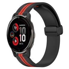 Per Garmin Venu 2 Plus Cinturino in silicone pieghevole da 20 mm con chiusura magnetica (nero + rosso)