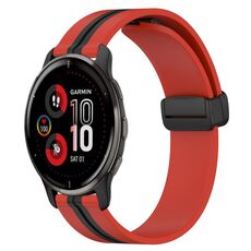 Per Garmin Venu 2 Plus Cinturino in silicone pieghevole da 20 mm con chiusura magnetica (rosso + nero)