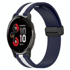 Per Garmin Venu 2 Plus Cinturino in silicone pieghevole da 20 mm con chiusura magnetica (blu notte + bianco)