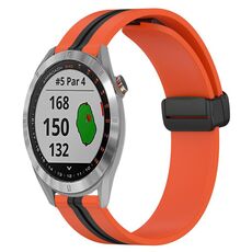 Per Garmin Approach S40 Cinturino in silicone pieghevole da 20 mm con chiusura magnetica (arancione + nero)