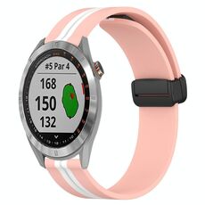 Per Garmin Approach S40 Cinturino in silicone pieghevole da 20 mm con chiusura magnetica (rosa + bianco)