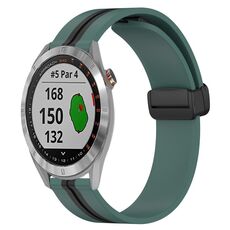 Per Garmin Approach S40 Cinturino in silicone pieghevole da 20 mm con chiusura magnetica (verde oliva + nero)