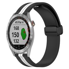 Per Garmin Approach S40 Cinturino in silicone pieghevole da 20 mm con chiusura magnetica (nero + bianco)