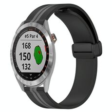 Per Garmin Approach S40 Cinturino in silicone pieghevole da 20 mm con chiusura magnetica (nero + grigio)