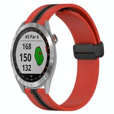 Per Garmin Approach S40 Cinturino in silicone pieghevole da 20 mm con chiusura magnetica (rosso + nero)