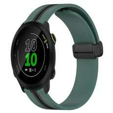 Per Garmin Forerunner 158 Cinturino in silicone pieghevole da 20 mm con chiusura magnetica (verde oliva + nero)
