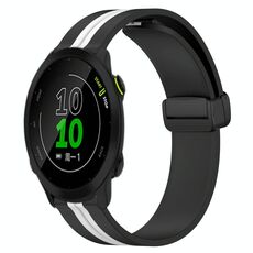 Per Garmin Forerunner 158 Cinturino in silicone pieghevole da 20 mm con chiusura magnetica (nero + bianco)