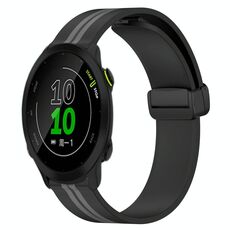 Per Garmin Forerunner 158 Cinturino in silicone pieghevole da 20 mm con chiusura magnetica (nero + grigio)