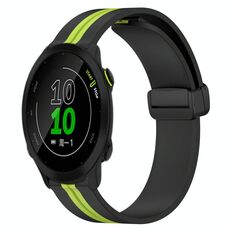Per Garmin Forerunner 158 Cinturino in silicone pieghevole da 20 mm con chiusura magnetica (nero + verde lime)