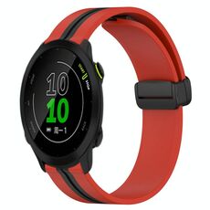 Per Garmin Forerunner 158 Cinturino in silicone pieghevole da 20 mm con chiusura magnetica (rosso + nero)