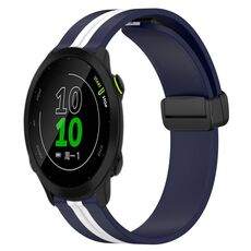Per Garmin Forerunner 158 Cinturino in silicone pieghevole da 20 mm con chiusura magnetica (blu notte + bianco)