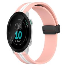 Per Garmin Forerunner 55 Cinturino in silicone pieghevole da 20 mm con chiusura magnetica (rosa + bianco)