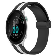 Per Garmin Forerunner 55 Cinturino in silicone pieghevole da 20 mm con chiusura magnetica (nero + bianco)