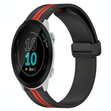 Per Garmin Forerunner 55 Cinturino in silicone pieghevole da 20 mm con chiusura magnetica (nero + rosso)