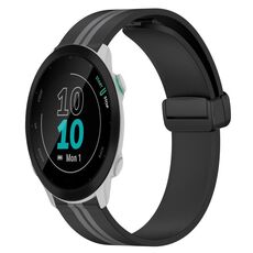 Per Garmin Forerunner 55 Cinturino in silicone pieghevole da 20 mm con chiusura magnetica (nero + grigio)