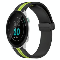 Per Garmin Forerunner 55 Cinturino in silicone pieghevole da 20 mm con chiusura magnetica (nero + verde lime)