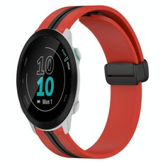 Per Garmin Forerunner 55 Cinturino in silicone pieghevole da 20 mm con chiusura magnetica (rosso + nero)
