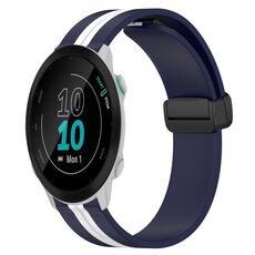 Per Garmin Forerunner 55 Cinturino in silicone pieghevole da 20 mm con chiusura magnetica (blu notte + bianco)