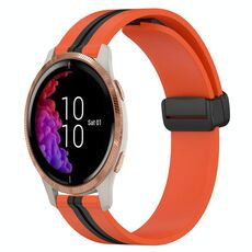 Per Garmin Venu 20mm Cinturino pieghevole in silicone con chiusura magnetica (arancione + nero)